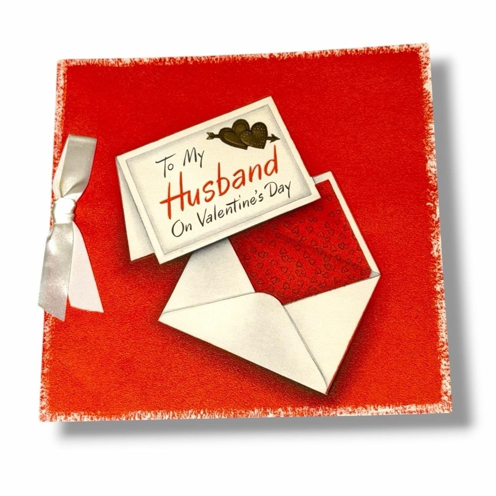 Hallmark To My Husband on Valentines Day Red Vintage Greeting Card HBX